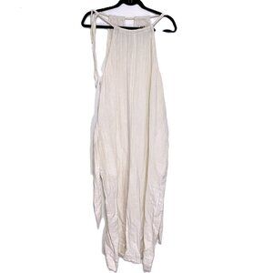 Pact 100% organic cotton coastal gauzy wide leg jumpsuit with belt